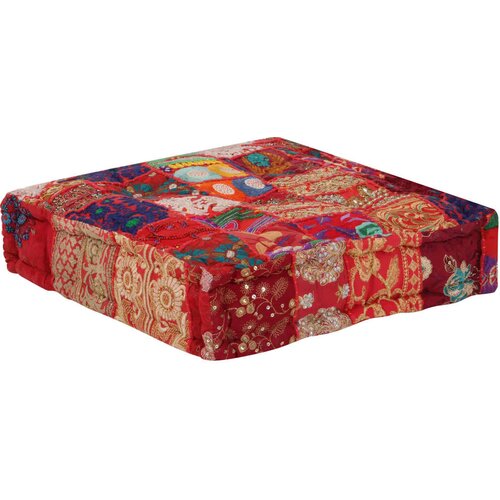  Tabure s patchworkom četvrtasti pamučni 50 x 50 x 12 cm crveni Slike