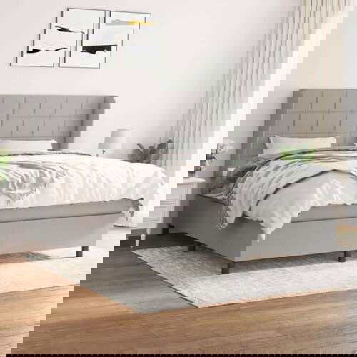  Box spring postelja z vzmetnico svetlo siva 180x200 cm blago, (20788977) Cene