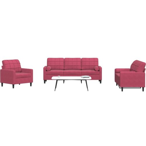 vidaXL 4-dijelni set sofa s jastucima crvena boja vina baršunasti Cijene