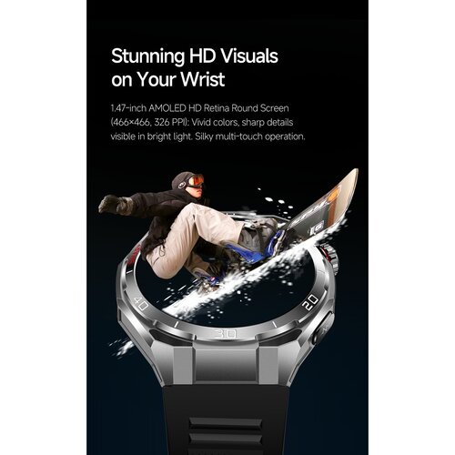 INF Smartwatch Black Vinyl 1.47" 466x466 AMOLED Bluetooth LE 5.3 ECG, (5000263717) Cene
