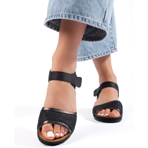 Shelvt Women's black Velcro sandals Cijene