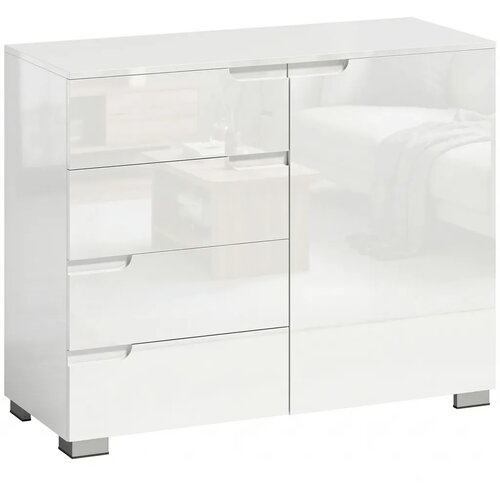  Komoda s 4 ladice kredenc s 1 vratima podesiva polica za dnevni boravak spavaću sobu 100 x 40 x 80 cm Slike