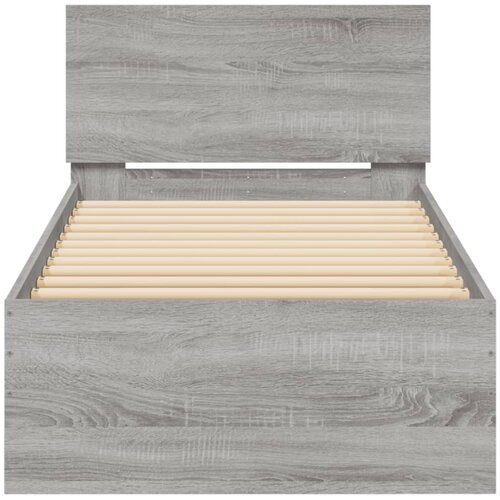 Okvir za krevet s uzglavljem boja hrasta 90x200 cm drveni Siva 90 x 200 cm Slike