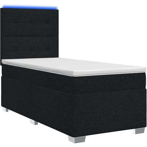VidaXL Boxspring krevet s madracem Crna 80 x 200 cm Tkanina - Crna 80 x 200 cm Pro&amp;scaron;iveno gumbima Slike