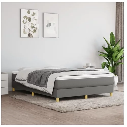 vidaXL Box spring posteljni z vzmetnico temno siv 140x190 cm