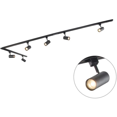 QAZQA Modern railsysteem met 6 spots zwart 1-fase 300cm - Iconic Jeana Cene