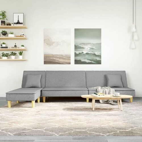 vidaXL Raztegljiv kavč L oblike svetlo siv 255x140x70 cm tkanina Cene