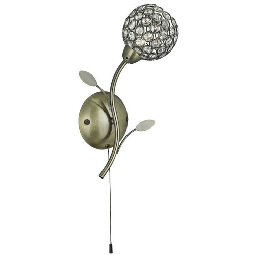 Searchlight Bellis 1 notranja steklena stenska svetilka z motivom cvetja, črna, antična medenina, G9, (22100558) Cene