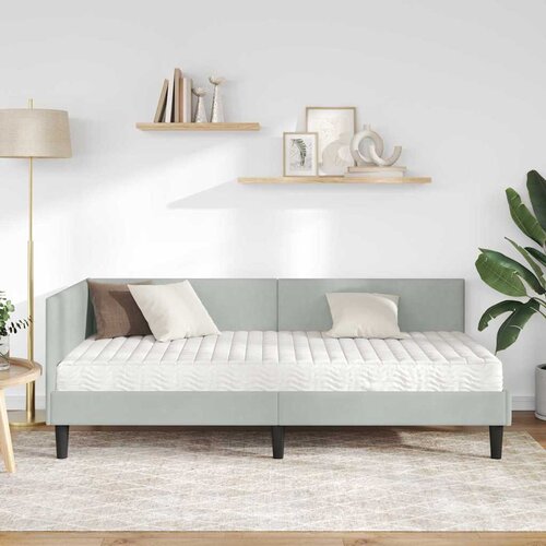  Kutni krevetni okvir s madracem 2 kom. Svjetlosiva 100 x 200 cm Slike