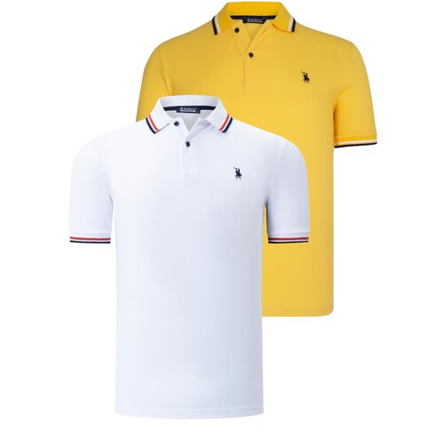 Dewberry DUAL SET T8594 MENS T-SHIRT-WHITE-YELLOW Cene