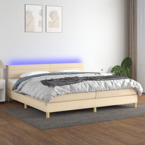  box spring s madracem LED krem 200x200 cm od tkanine Cene