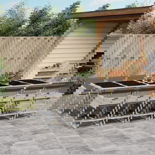  The Living Store Vrtna jedilna garnitura 11-delna z blazinami sv. siv PE ratan - Vrtna Jedilna Garnitura, (21467098) Cene