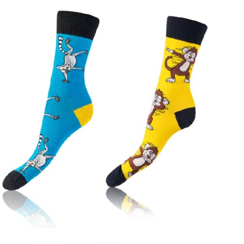 Bellinda CRAZY SOCKS 2x - Cheerful Socks 2 Pairs - Light Blue - Yellow Slike