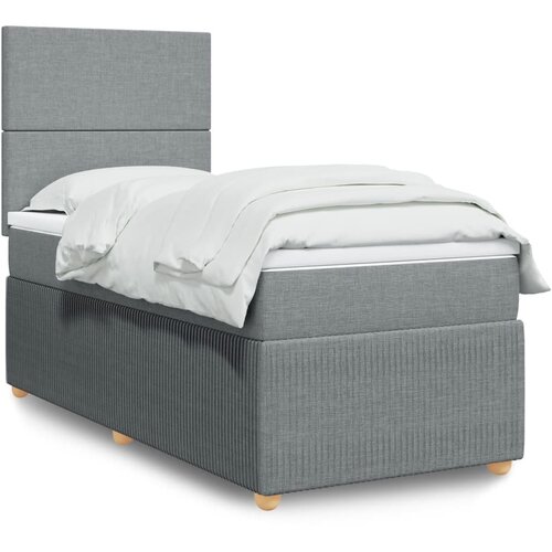 vidaXL Box spring postelja z vzmetnico svetlo siva 90x200 cm blago Cene