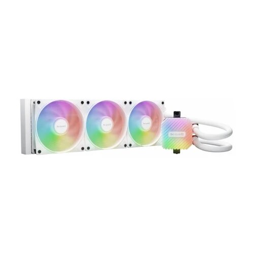 BE QUIET LIGHT LOOP, 360mm White [LGA-1851 Default ILM and RL-ILM support], Pump with progressive IC, Three Light Wings LX PWM high-speed fans 120mm, ARGB-PWM hub for impressively vibrant ARGB illumination Cene