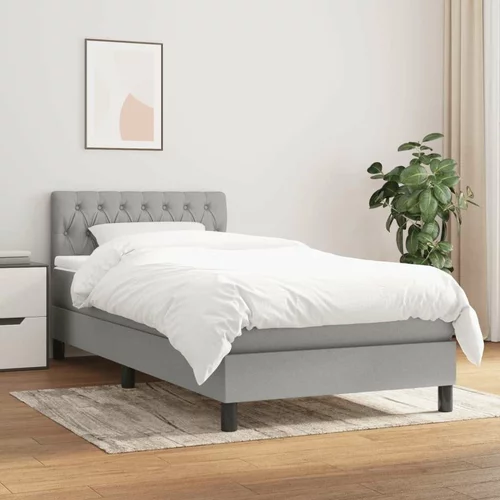  Box spring postelja z vzmetnico svetlo siva 90x200 cm blago, (20724711)