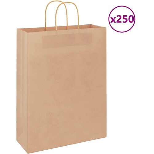  Papirnate vrećice 250 kom s ručkama smeđe 32x12x42 cm Cene