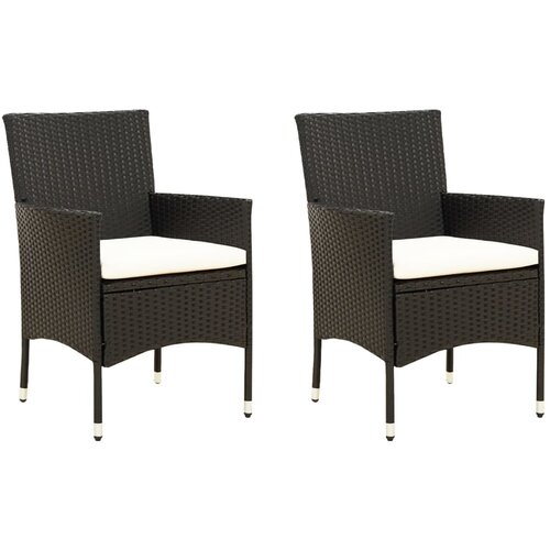 The Living Store Vrtni stol z blazinami 2 kosa poli ratan črn - Vrtni Stol, (21466070) Slike