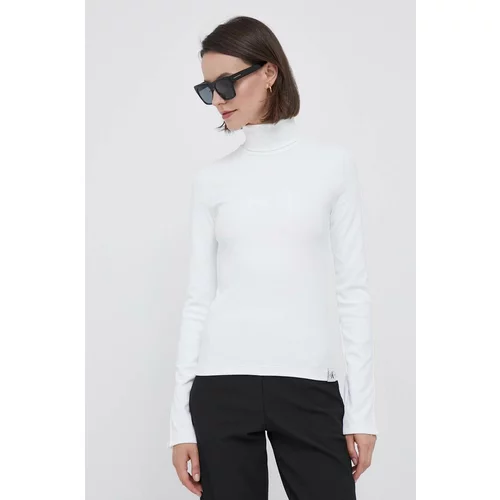 Calvin Klein Jeans Majica z dolgimi rokavi ženski, bela barva