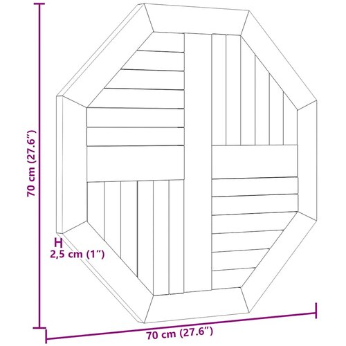 Stolna ploča 70 x 70 x 2,5 cm osmerokutna od masivne tikovine Slike