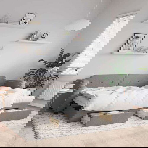  Izvlečna dnevna postelja s predali taupe 100x200 cm blago, (20930049) Cene