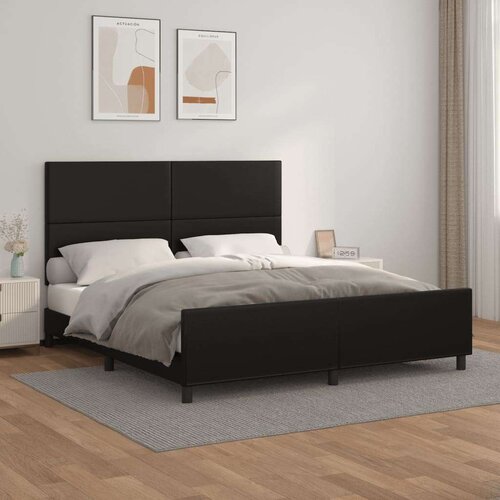  Posteljni okvir z vzglavjem črn 160x200 cm umetno usnje, (20792027) Slike