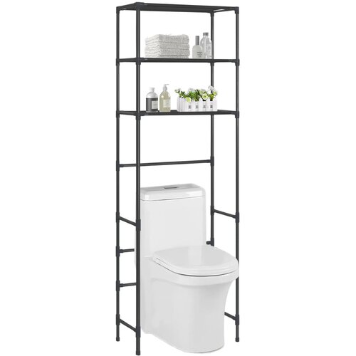 The Living Store Stojalo za nad stranišče 3-nadstropno črno 53x28x169 cm - Stojalo Za Shranjevanje Nad Straniščem, (21418152) Cene