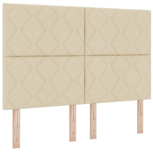  Boxspring krevet s madracem Krem 160 x 200 cm Tkanina - Krem 160 x 200 cm Dizajn s rombovima Slike