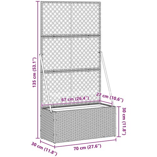  Vrtni re&amp;scaron;etkasti saksija Smeđa 70 x 30 x 135 cm Metal Slike