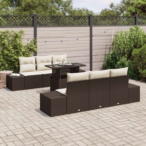  Vrtni sofa set 7 dijelova Smeđi Poli ratan Vanjski namje&amp;scaron;taj Slike