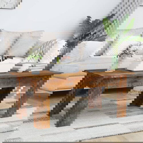 VidaXL Klubska mizica dimljeni hrast 100x60x42 cm inženirski les Slike