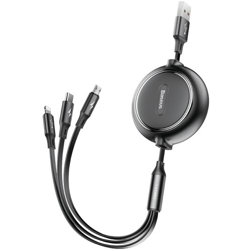 Baseus Izvlečni kabel 3v1 USB kabel microUSB Iphone Lightning USB-C 3.5A 35cm 120cm črn, (21090435) Cene