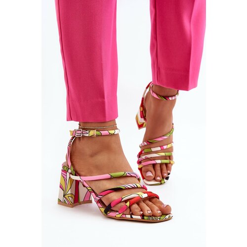Kesi Patterned High Heeled Sandals Multicolor Jenglla Slike