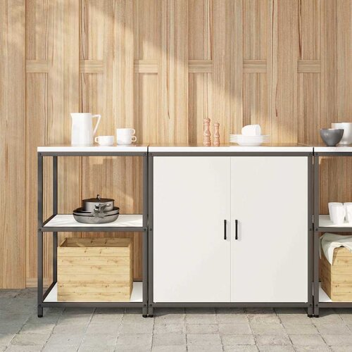 VidaXL Kuhinjski set za pohranu 2 pcs Bijela 150 x 50 x 92 cm Slike