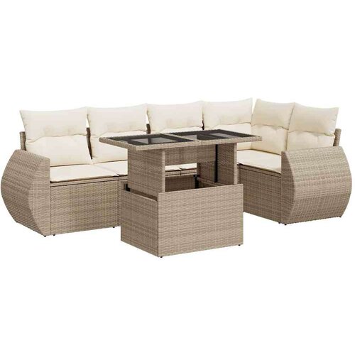 VidaXL 6-dijelni set vrtnih sofa s jastucima bež od poliratana Slike