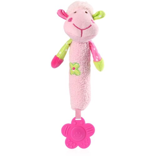 BabyOno Squeaky Toy Sweet Lambie skvičavac s grickalicom Pink 1 kom Slike