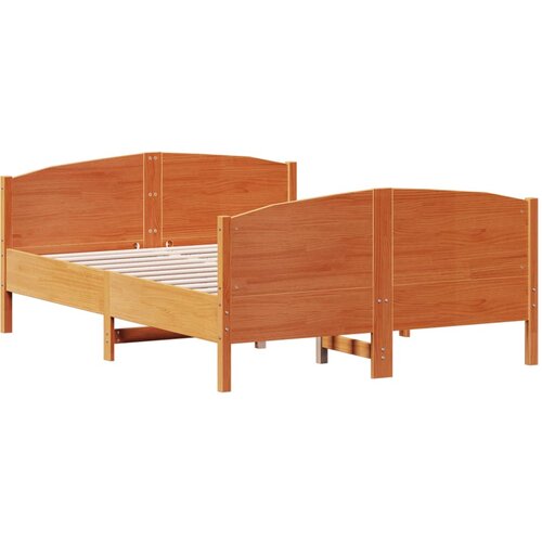 VidaXL Posteljni okvir z vzglavjem vo&amp;scaron;čeno rjava 150x200 cm borovina, (21018279) Slike