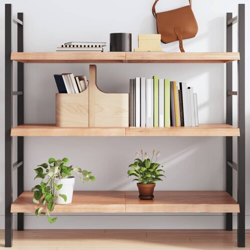 The Living Store Stenska polica svetlo rjava 120x60x(2-4) cm trdna hrastovina - Stenska Polica, (21554392) Slike