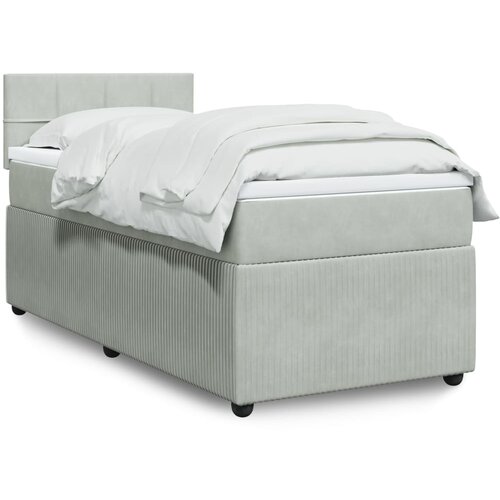 vidaXL Box spring postelja z vzmetnico svetlo siva 100x200 cm žamet Cene