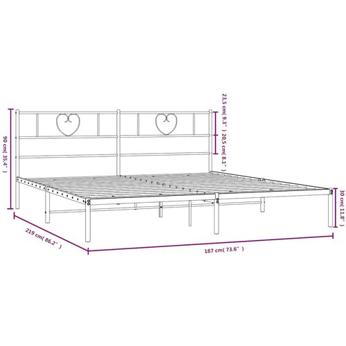  Metalni okvir za krevet s uzglavljem bijeli 183x213 cm Slike