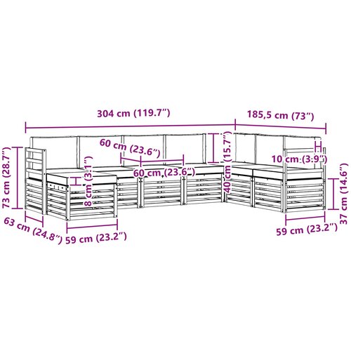  Set vanjskih sofa 8 pcs Bijela i krem 304 x 185,5 x 73 cm Slike