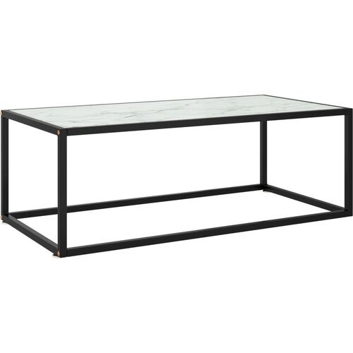 VidaXL stolić za kavu crni s bijelim mramornim staklom 100x50x35 cm Slike