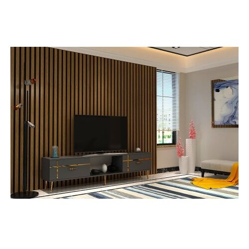 Hanah home TV polica Line Anthracite Gold Cene