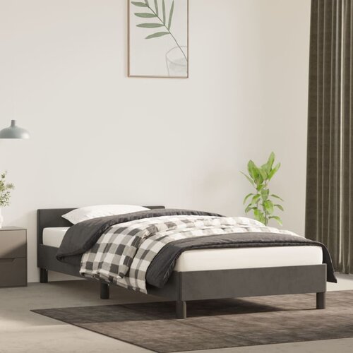 VidaXL Posteljni okvir z vzglavjem temno siv 90x200 cm žamet Slike