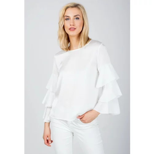 Kesi Lady's blouse with ruffles on the sleeves - white,