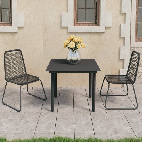 PVC 3-dijelni vrtni blagovaonski set od ratana crni Cijene