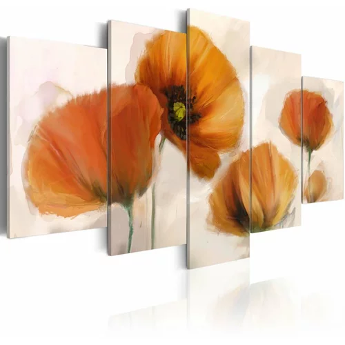  Slika - Artistic poppies - 5 pieces 100x50