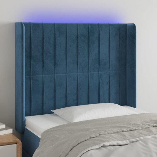 The Living Store led posteljno vzglavje temno modro 93x16x118/128 cm žamet - led vzglavje, (21438201) Slike