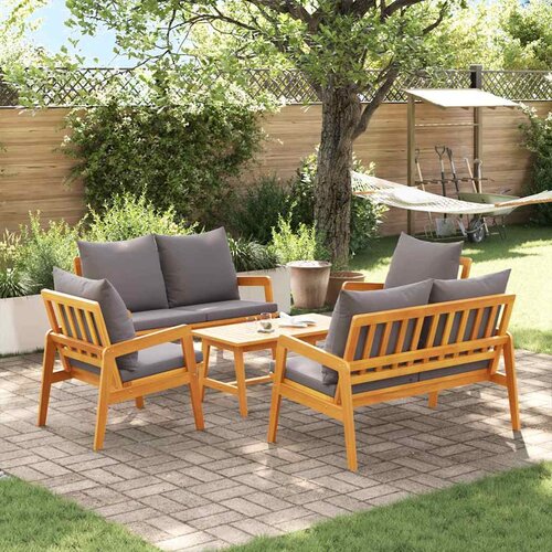 Bistro set s jastukom 5 pcs Smeđa Čvrsto drvo akacije Cijene