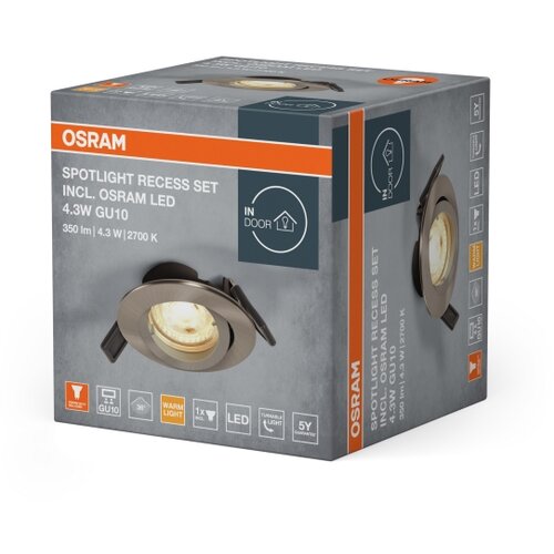Osram LED ugradno svetlo SPOT 1xGU10/4,3W/230V 2700K CRI 90 mat hrom Slike